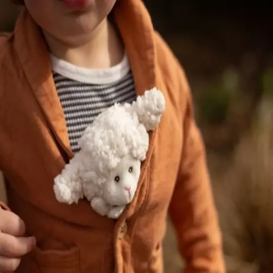 Bearington Baby Wee Lamby, Small Lamb Stuffed Animal Lovey Security Blanket, 8" x 7" image {2}