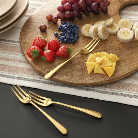 4pc Harrington Cocktail Forks Gold - Threshold&trade;: Modern Gold Flatware, Stainless Steel, Appetizer Utensils, Service for 4 image {1}