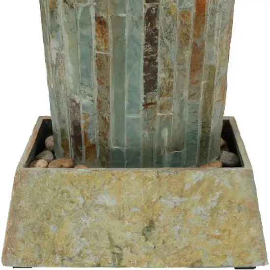 Sunnydaze 49"H Electric Natural Slate Tower Column Indoor/Outdoor Water Fountain with LED Light image {3}