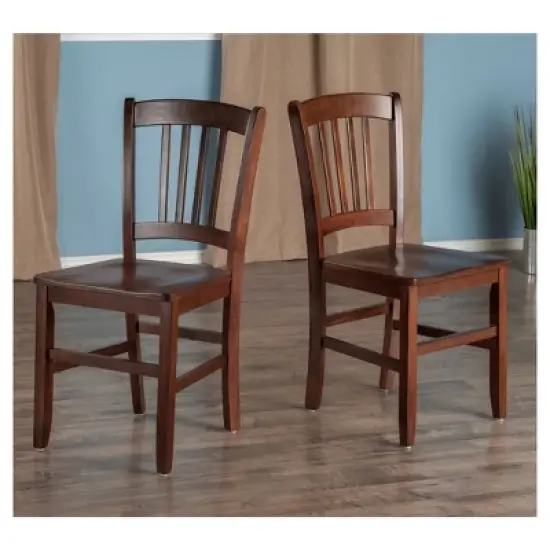 Set of 2 Madison Slat Back Chairs Walnut - Winsome image {2}
