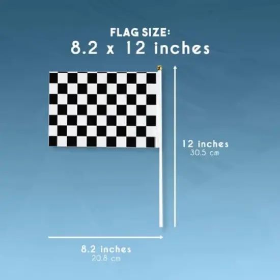 Blue Panda 50 Pack Handheld Checkered Racing Stick Flag for Race Car Party Favors & Decorations, 8.2 x 12 in image {4}
