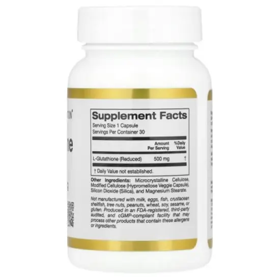 California Gold Nutrition L-Glutathione (Reduced), 500 mg, 30 Veggie Capsules image {1}