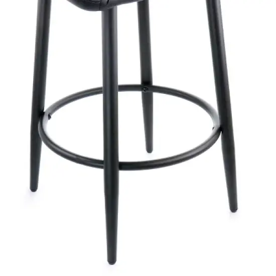Elama Faux Leather Bar Chair in Black with Metal Legs image {5}