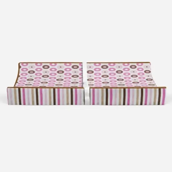 Bacati - Mod Dots/Stripes Pink/choco Dots changing pad cover image {5}