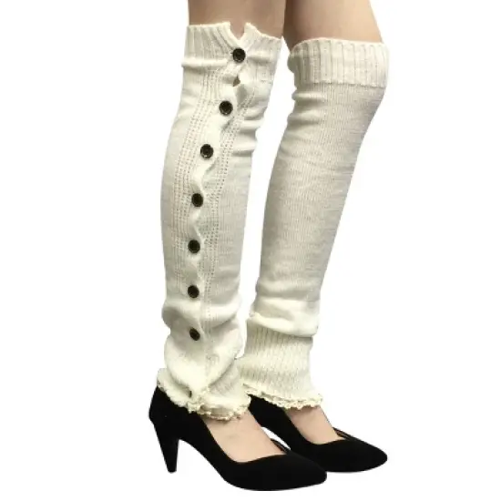 Wrapables Knee High Button Lace Leg Warmers for Boots image {19}