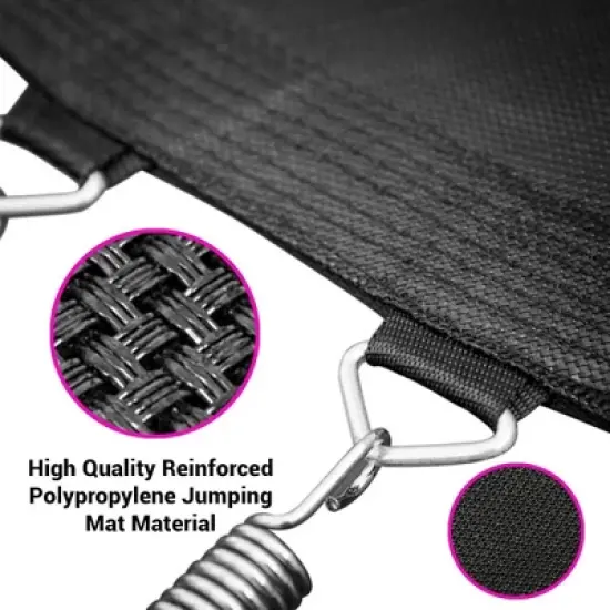 SereneLife 10ft Outdoor Trampoline with Enclosure Safety Net SLTRA10PNK image {3}