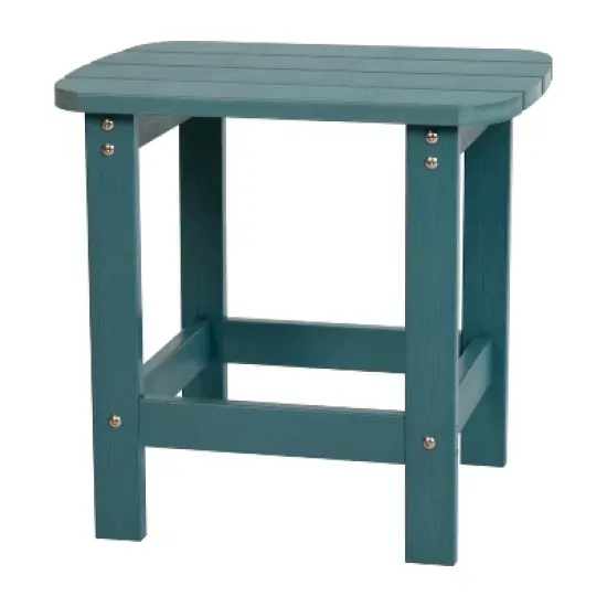 Emma and Oliver Indoor/Outdoor Polyresin Adirondack Side Table for Porch, Patio, or Sunroom image {12}