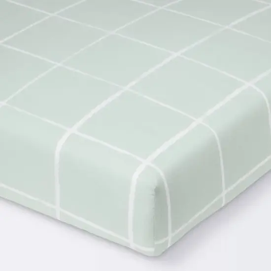 Fitted Crib Sheet - Cloud Island&trade; Mint Windowpane image {5}