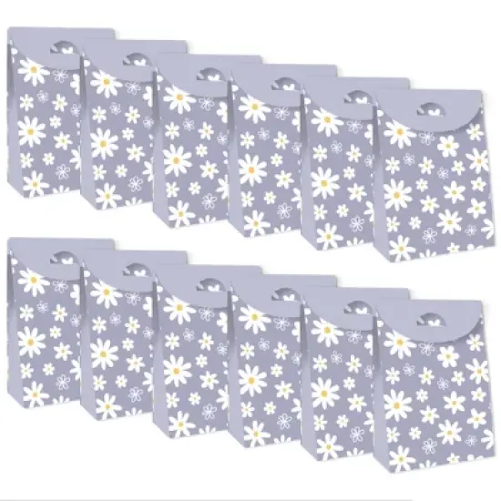 Big Dot of Happiness Purple Daisy Flowers - Floral Gift Favor Bags - Party Goodie Boxes - Set of 12 image {3}