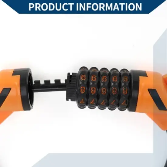 Unique Bargains Bicycle Padlock Cable Spiral Lock 5 Digit Resettable Bike Cable Lock Orange image {2}