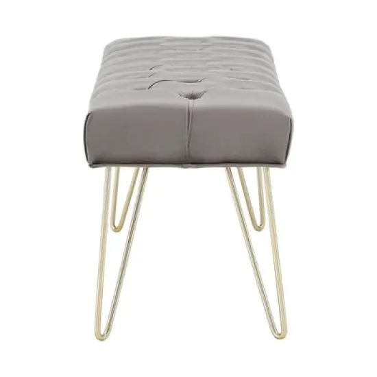 Hewett Velvet Tufted Metal Bench - Inspire Q image {2}