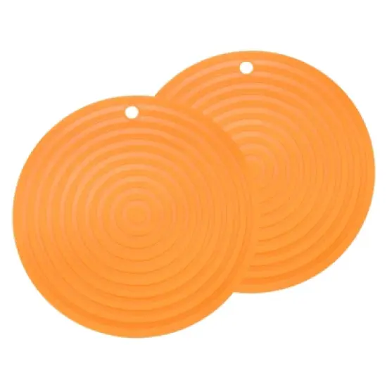 Unique Bargains Round Heat Resistant Silicone Trivet Mat with Hang Hole 2 Pcs image {13}