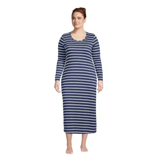 Lands' End Women's Supima Cotton Long Sleeve Midcalf Nightgown image {6}