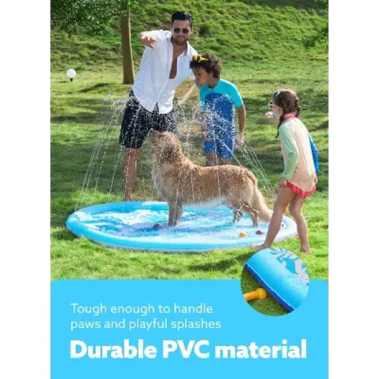 Joyfy 6ft Tropical Leaves Splash Pad for Kids, Non-Slip Outdoor Water Sprinkler Mat, Summer Fun Backyard Fountain Pool Water Games Spray Mat image {3}