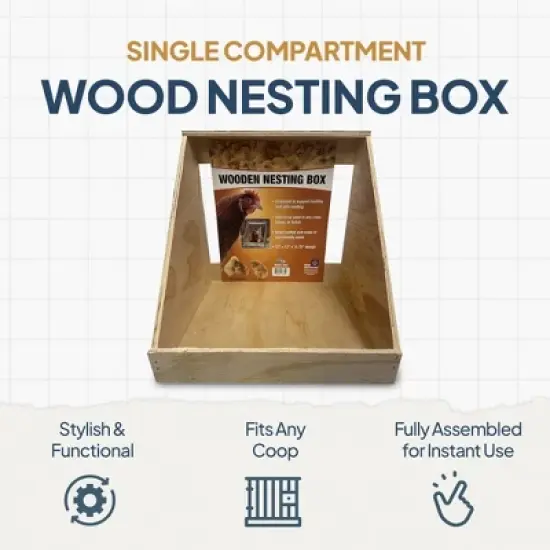 Farm Innovators Single Compartment Versatile Hand Crafted Fully Assembled Wood Nesting Box Coop Ideal for Chicken, Ducks, and Birds, 4 Pack, Brown image {2}