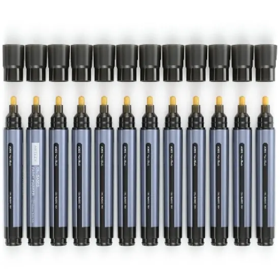 Arteza Bullet-Nib Oil-Based Markers, A002 Mars Black - 12 Piece image {1}