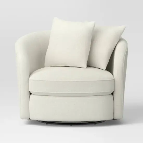Oversized Upholstered Swivel Accent Chair with Pillows Cream Boucle - Threshold&trade; image {2}