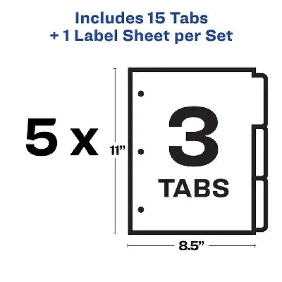 Avery Print & Apply Clear Label Dividers w/White Tabs 3-Tab Letter 5 Sets 11435 image {5}