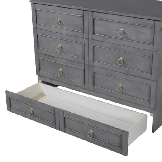 Queen/Full Size Wooden Murphy Bed Wall Bed with A Large Drawer and Charging Outlets 4S -ModernLuxe image {11}