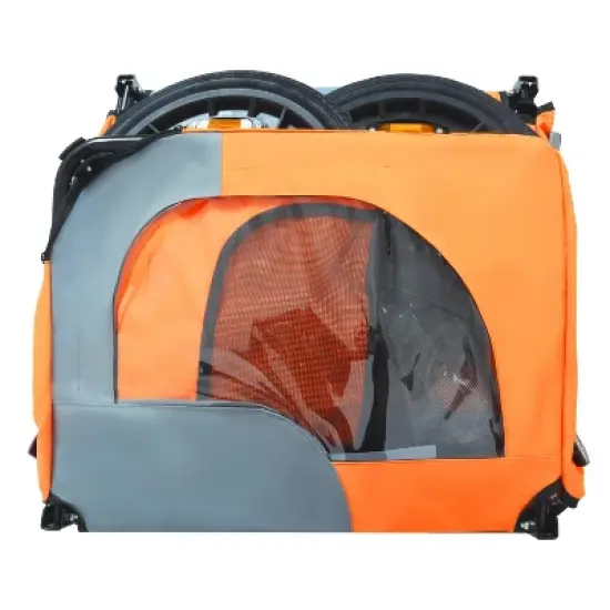 Outdoor Heavy Duty Collapsible Pet Bike Trailer with 16-Inch All-Terrain Wheels & Universal Hitch &uml;C Foldable Dog/Cargo Carrier Cart for Bicycles image {14}