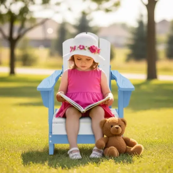 Hyleory Kids' Outdoor Adirondack Chair - Durable HDPE Kids' Patio Chair image {1}