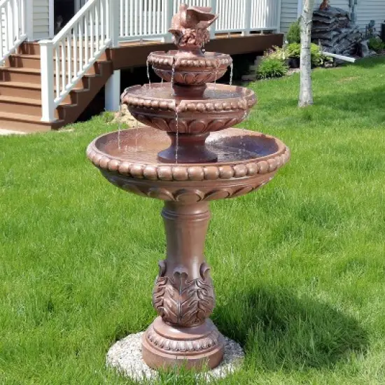 Sunnydaze 43"H Electric Resin and Concrete 3-Tier Pair of Doves Outdoor Water Fountain image {3}
