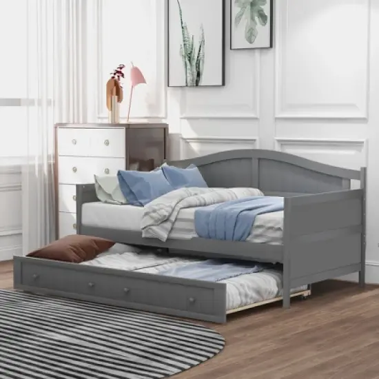 Twin Wooden Daybed with Trundle Bed-ModernLuxe image {11}