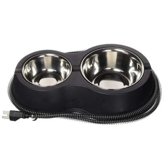 K&H Pet Products Thermo-Kitty Caf 12oz./24oz. Stainless/Black 8.5" x 14" 30W image {1}