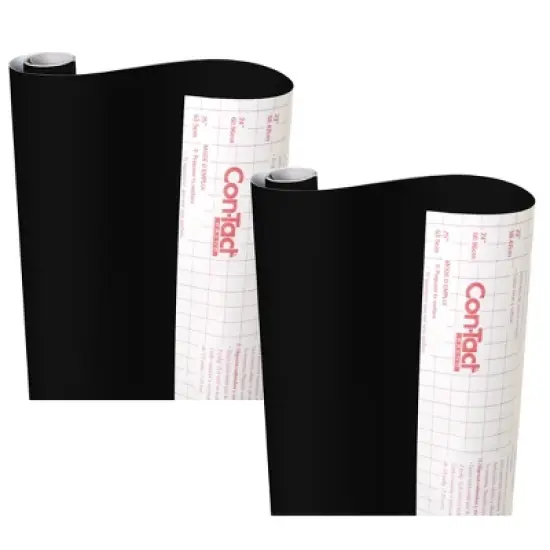 Con-Tact&reg; Brand Creative Covering&trade; Adhesive Covering, Black, 18" x 16 ft, Pack of 2 image {3}
