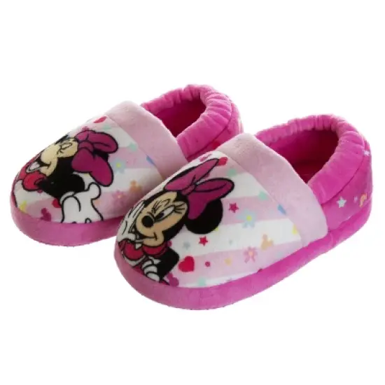Disney Kids Girl's Minnie Mouse Slippers - Plush Lightweight Warm Comfort Soft Aline House Slippers &ndash; Pink White (size 5-12 Toddler/Little Kid) image {1}