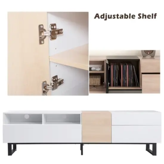 TV Stand Entertainment Center With Cabinets Drawers Open Shelves 2 U-shaped Legs Easy Assembly TV Cabinet For TVs Up To 80&rdquo; image {4}