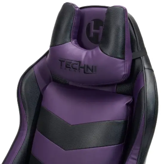 Ergonomic High Back Racer Style Video Gaming Chair Purple/Black - Techni Sport image {24}