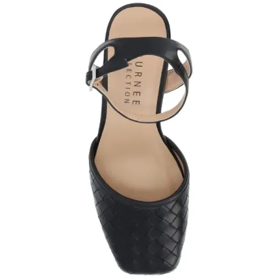 Journee Collection Womens Moriah Embossed Ankle Strap Square Toe Pumps image {3}