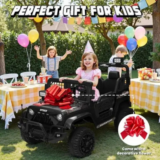 JOYRACER 24V 2-Seater Ride-On Jeep Style Car for Kids, Electric Ride-On Toys with Bluetooth, Music, USB & MP3 Port image {6}