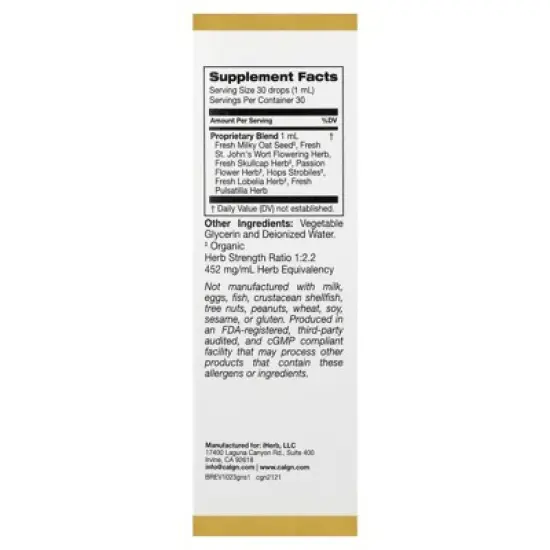 California Gold Nutrition Goodnight Sleep with Fresh Milky Oat Seed, St. John's Wort, Skullcap, and Passion Flower Herbs, 1 fl oz (30 ml) image {1}