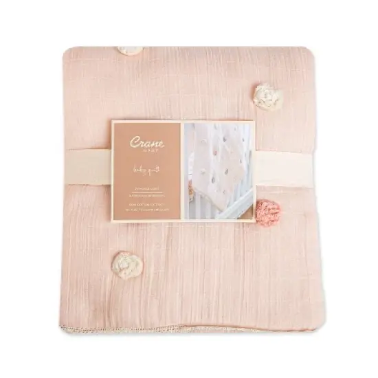 Crane Baby Cotton Muslin Pom Pom Blanket - Parker Rose image {2}