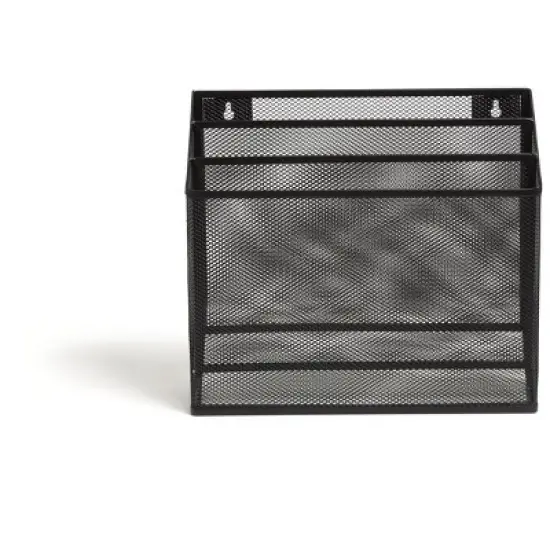 MyOfficeInnovations 3 Compartment Wire Mesh File Organizer Matte Black 24402448 image {3}
