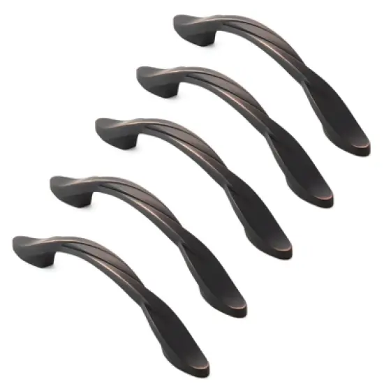 Cauldham Pack Solid Braided Kitchen Cabinet Pulls Handles (5" Hole Centers) - Drawer/Door Hardware - Style M260 - Oil Rubbed Bronze image {2}