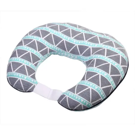 Bacati - 3 pc Liam Aztec Aqua/Navy Large Triangles Muslin Hugster Feeding & Infant Support Nursing Pillow with 2 removable zippered covers  image {7}