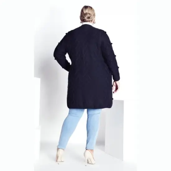 Women's Plus Size Mandy Coatigan - navy | EVANS image {2}