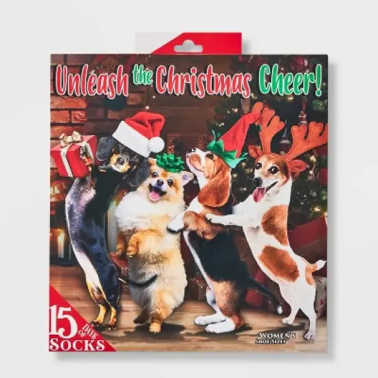Women's Holiday Dogs 15 Days of Socks Advent Calendar - Assorted Colors 4-10 image {1}