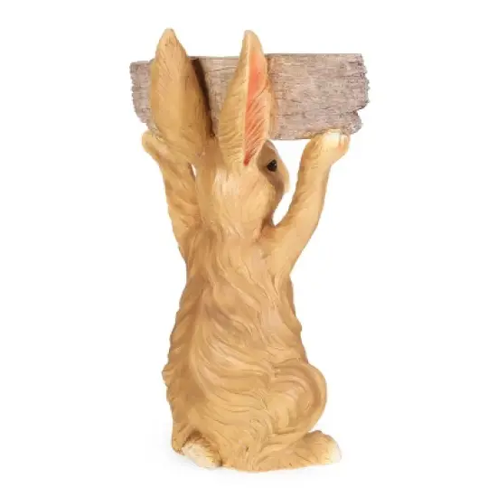 23.75" Concrete Corneu Outdoor Rabbit Garden Statue - White and Brown - Christopher Knight Home image {2}