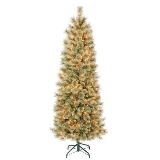 National Tree Company First Traditions Pre-Lit Slim Arcadia Cashmere Pine Hinged Artificial Christmas Tree Clear Lights image {4}
