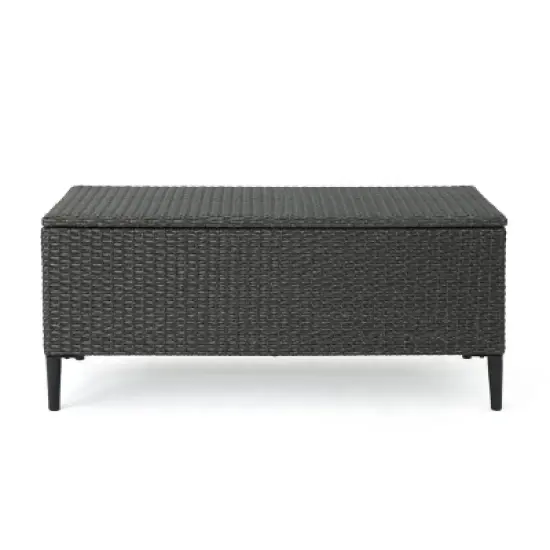 GDFStudio Sandy Outdoor Wicker Storage Unit, Gray/Black image {9}