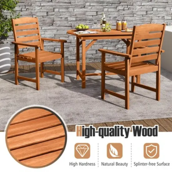 Costway Patio Chairs Set of 2/4 with Inclined Backrests and Slatted Seats for Deck image {9}