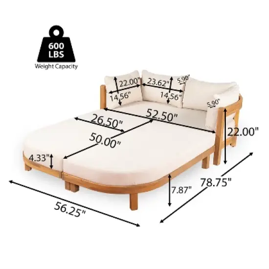 Scott Living Donovan Outdoor Acacia Wood Daybed with Cushion image {2}