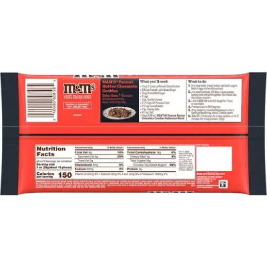 M&M's Peanut Butter Halloween Black and Orange Milk Chocolate Candy Bag - 9.48 oz image {8}