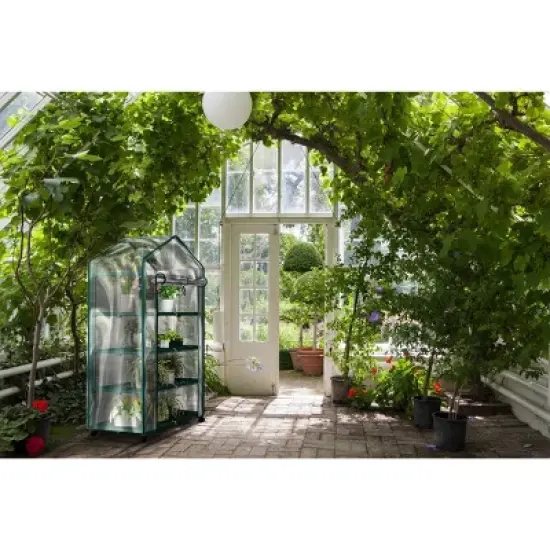 Nature Spring Greenhouse With 4 Shelves, PVC Cover, and Removable Locking Wheels - 19.3" x 63.3" image {5}
