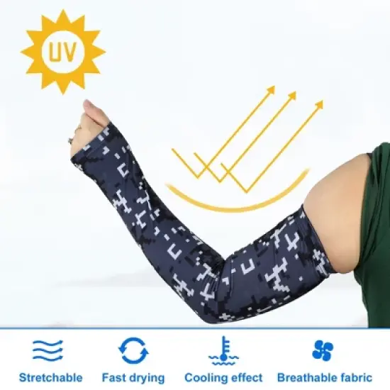 Unique Bargains Basketball Sports Camouflage Cooling Arm Elbow Compression Sleeve Dark Gray 1 Pair image {2}