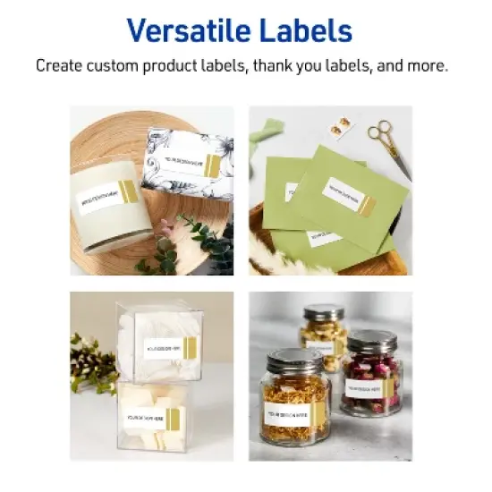 Avery Labels, 1" x 2-5/8", Matte White, Double-Dipped Gold Edge, 160ct image {5}